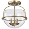 Nuvo Amado 3-Light Semi Flush Mount Vintage Brass Clear Glass 60/7821